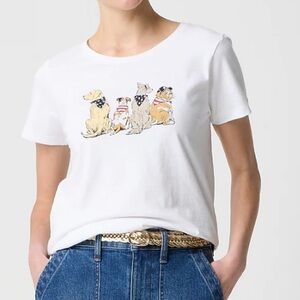 J. Crew Patriot Dogs Graphic Collector Tee in White Size XL. NWT